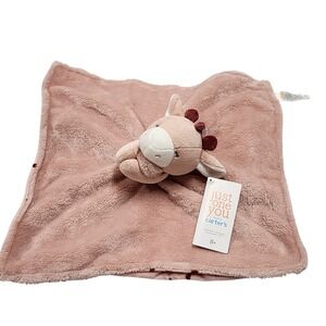 Carters Just One You Pink Giraffe Lovey Security Blanket Plush 13" Hearts 2022